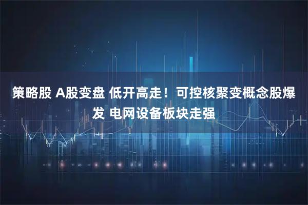 策略股 A股变盘 低开高走！可控核聚变概念股爆发 电网设备板块走强